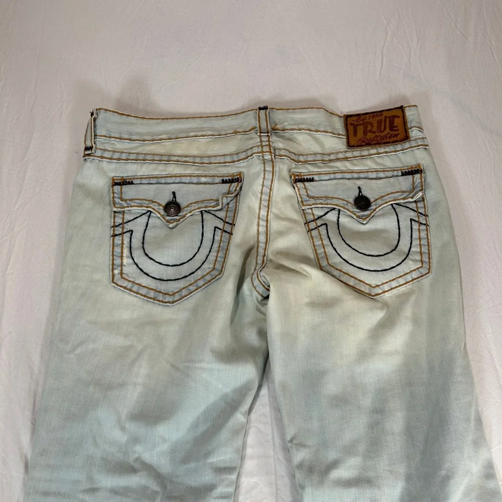 True Religion Ricky Super T Jeans Light Wash Blue Denim Made in USA Mens 40x34